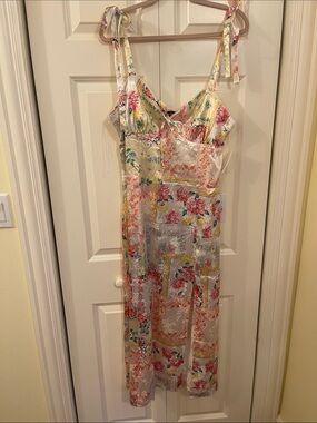 NWT Crystal Doll White Floral Slip Dress with Pastel Accents